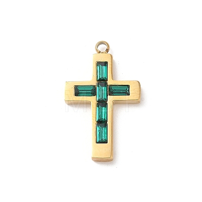 304 Stainless Steel Rhinestone Pendants STAS-L022-085G-09-1