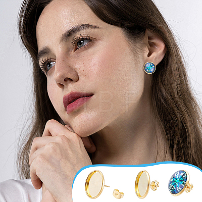 304 Stainless Steel Stud Earring Findings STAS-UN0064-99B-1