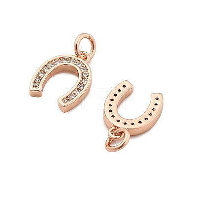 CZ Brass Micro Pave Cubic Zirconia Horse Shoe Charms LS-ZIRC-L018-13RG-1