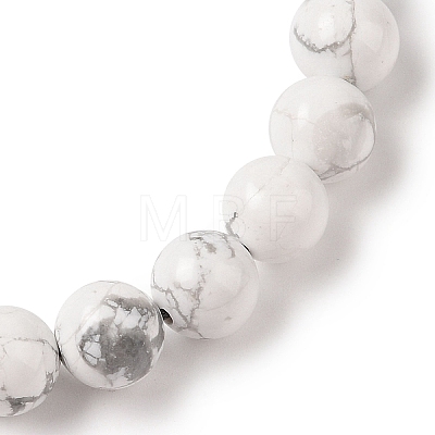 8mm Round Natural Howlite Braided Bead Bracelets BJEW-C067-01B-08-1