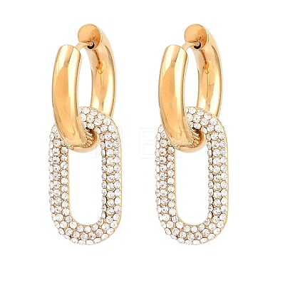 304 Stainless Steel Rhinestone Hoop Earrings EJEW-T057-02G-1
