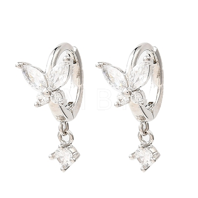 Butterfly Platinum Brass Dangle Hoop Earrings EJEW-L270-11P-1