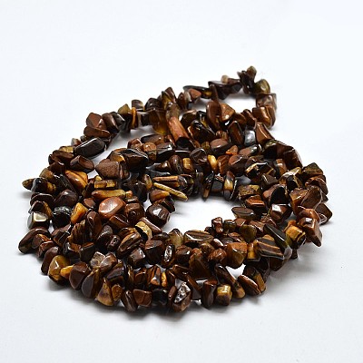 Chip Natural Tiger Eye Beads Strands X-G-N0134-09-1