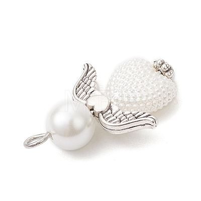 Glass Pearl Round Beads & ABS Plastic Imitation Pearl Beads Pendants PALLOY-JF04094-02-1