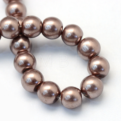 Baking Painted Pearlized Glass Pearl Round Bead Strands HY-Q330-8mm-78-1