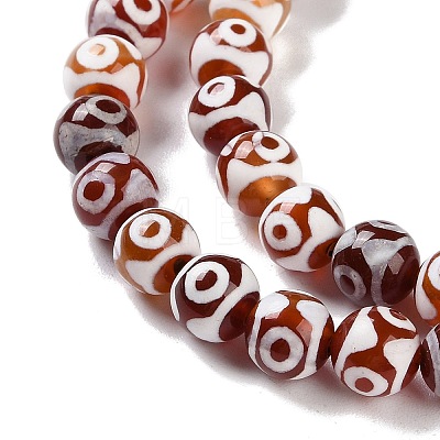 Natural Tibetan 3-Eye dZi Agate Beads Strands G-B084-A09-02-1