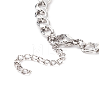 201 Stainless Steel Handcuff Link Bracelet with Curb Chains for Men Women BJEW-TA00172-1