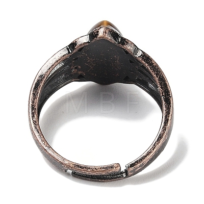 Natural Tiger Eye Horse Eye Adjustable Rings RJEW-K271-05R-13-1