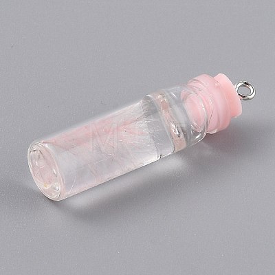 Transparent Glass Bottle Pendant Decorations EGLA-B002-01B-1
