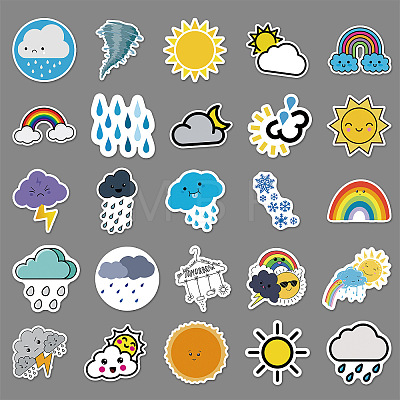 50Pcs Weather Theme PVC Self-Adhesive Cartoon Stickers WG38596-01-1