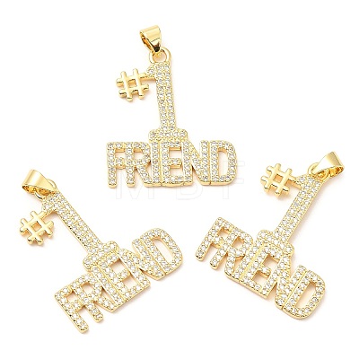 Rack Plating Brass Micro Pave Cubic Zirconia Pendants KK-A185-15G-1