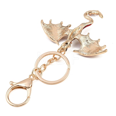 Dragon Alloy Rhinestone Pendant Keychains KEYC-G065-01A-1