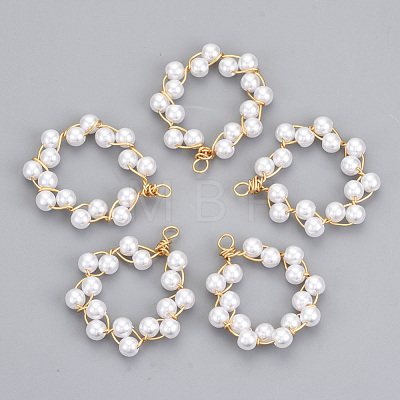 ABS Plastic Imitation Pearl Pendants X-KK-N235-014-1