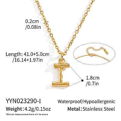 304 Stainless Steel Bamboo Initial Pendant Necklaces for Men Women WM4386-6-1