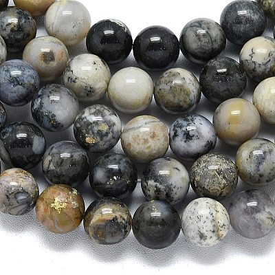 Natural Dendritic Opal Beads Strands G-R494-A23-04A-1