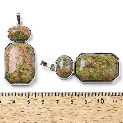 Natural Unakite Human Body Shaped Pendants G-P552-03P-06-1