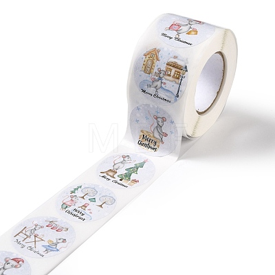 Christmas Themed Flat Round Roll Stickers DIY-B045-03-1