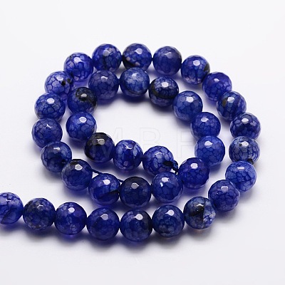 Dyed Natural Agate Faceted Round Beads Strands G-E320E-12mm-08-1