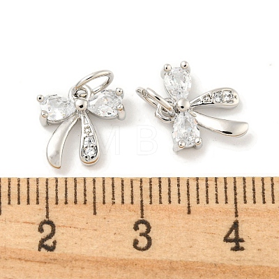 Rack Plating Brass Micro Pave Clear Cubic Zirconia Pendants KK-B093-01B-P-1