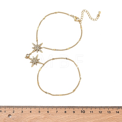 Summer 304 Stainless Steel Crystal Rhinestone Star Link Hand Chain Ring Bracelets for Women SA-CBAAE04-04G-1