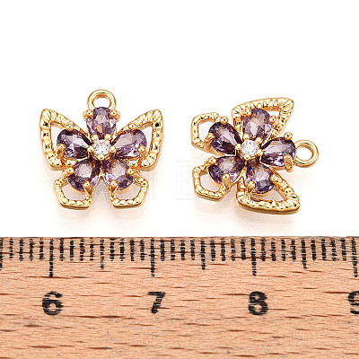 Brass Micro Pave Cubic Zirconia Charms KK-N262-111A-G-1