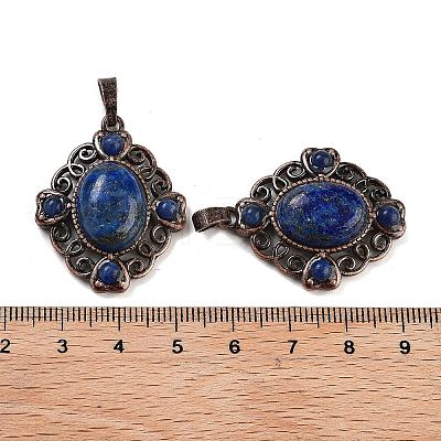 Dyed Natural Lapis Lazuli Rhombus Pendants G-K363-02R-05-1