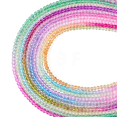  10 Strands 10 Colors Transparent Gradient Color Glass Beads Strands GLAA-TA0001-55-1