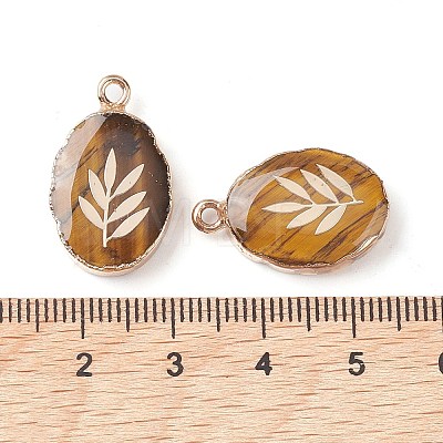 Natural Tiger Eye Oval Pendants G-C102-07G-06-1