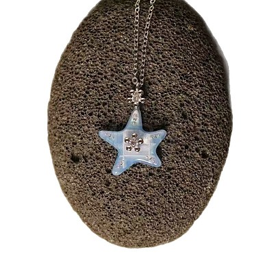 Ocean Alloy Resin Starfish Pendant Cable Chain Necklaces with Crystal Rhinestone for Women WGD688D-02-1