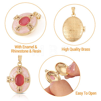 1Pc Brass Enamel Locket Pendants FIND-TA0010-71B-1
