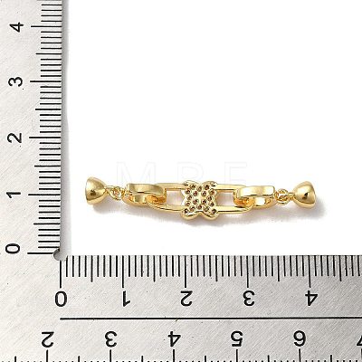 Brass Micro Pave Clear Cubic Zirconia Fold Over Clasps KK-B079-02G-1