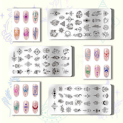 Stainless Steel DIY Nail Art Templates MRMJ-WH0092-012-1