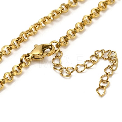 Ion Plating(IP) 304 Stainless Steel Rolo Chain Necklaces NJEW-C060-02G-1