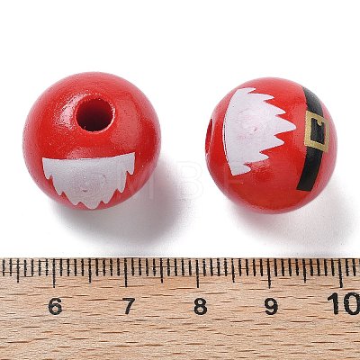 Christmas Printed Schima Wood  European Beads WOOD-G023-17B-1