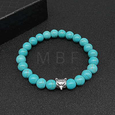 Synthetic Turquoise Stretch Bracelets for Women Men IS4293-13-1