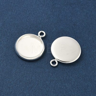 Flat Round Brass Pendant Cabochon Settings KK-K414-14C-S-1