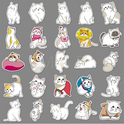 50Pcs Cat PET Waterproof Stickers PW-WG45CF9-01-1