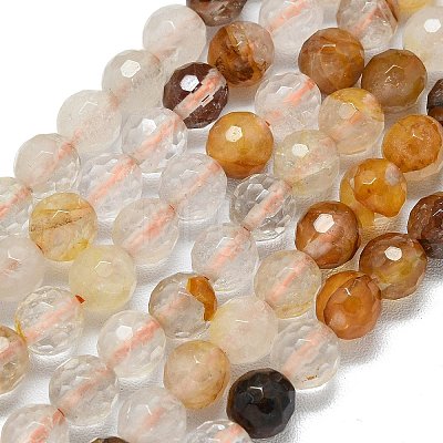 Natural Yellow Hematoid Quartz Beads Strands G-B165-A07-6mm-1