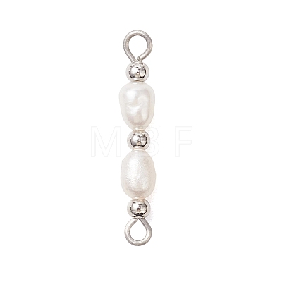 3Pcs 3 Styles Natural Cultured Freshwater Pearl Rice Beaded Links Connector Charms PALLOY-JF04914-01-1
