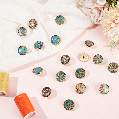 24Pcs 6 Styles 1-Hole Alloy Shank Buttons BUTT-CY0001-44A-1
