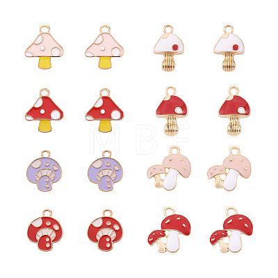 Cheriswelry 44Pcs 11 Style Light Gold Alloy Enamel Pendants ENAM-CW0001-14-1