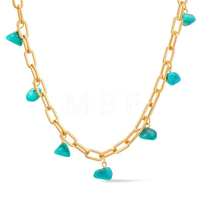 Triangle Resin Tassel Brass Paperclip Chain Necklaces for Women WG30535-03-1