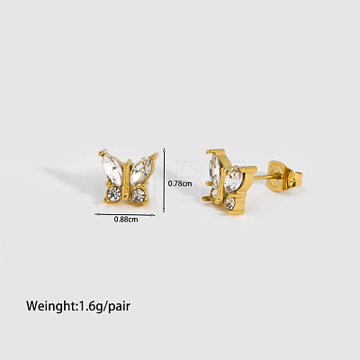 Fashionable 304 Stainless Steel Cubic Zirconia Stud Earrings TM2512-5-1