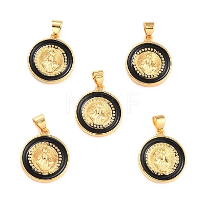 Brass Enamel Pendants KK-P209-03G-RS-1