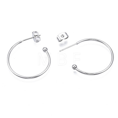 Brass Half Hoop Earrings KK-R112-041B-P-NF-1