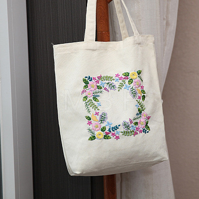 DIY Flower Frame Pattern Tote Bag Embroidery Kit PW22121377006-1