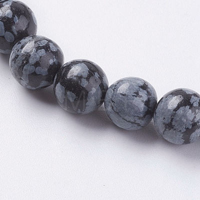 Natural Snowflake Obsidian Beads Strands G-G515-8mm-01-1