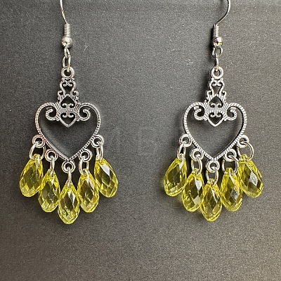 Vintage Heart with Teardrop Alloy Chandelier Earrings RJ4160-1