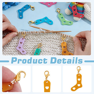 12Pcs Acrylic Locking Stitch Marker HJEW-JOY00031-1