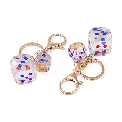 Dice Shape Plastic Keychain KEYC-L028-01G-1